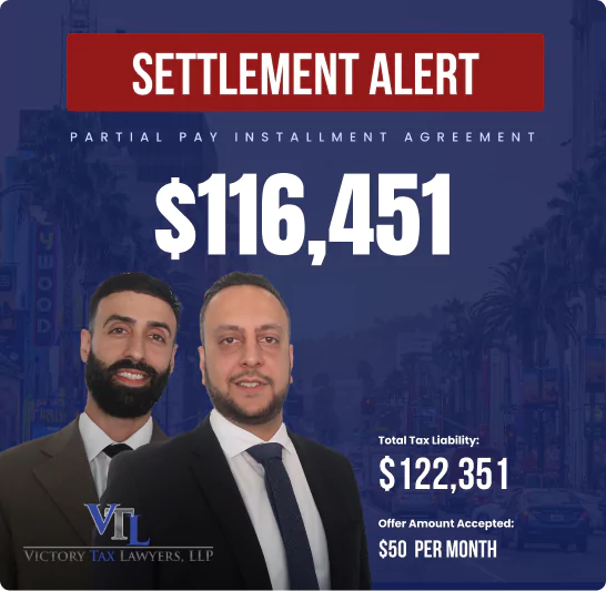 IRS Tax settlement Indiana alert - $116,451